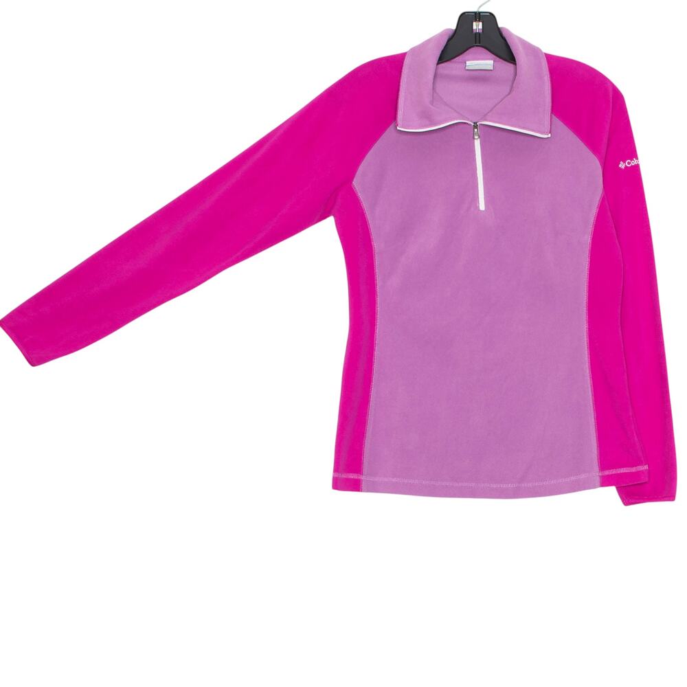 Columbia Sweater 1/4 Zip Athleisure Y2K Preppy Retro Casual Pink Purple Medium - Picture 6 of 7